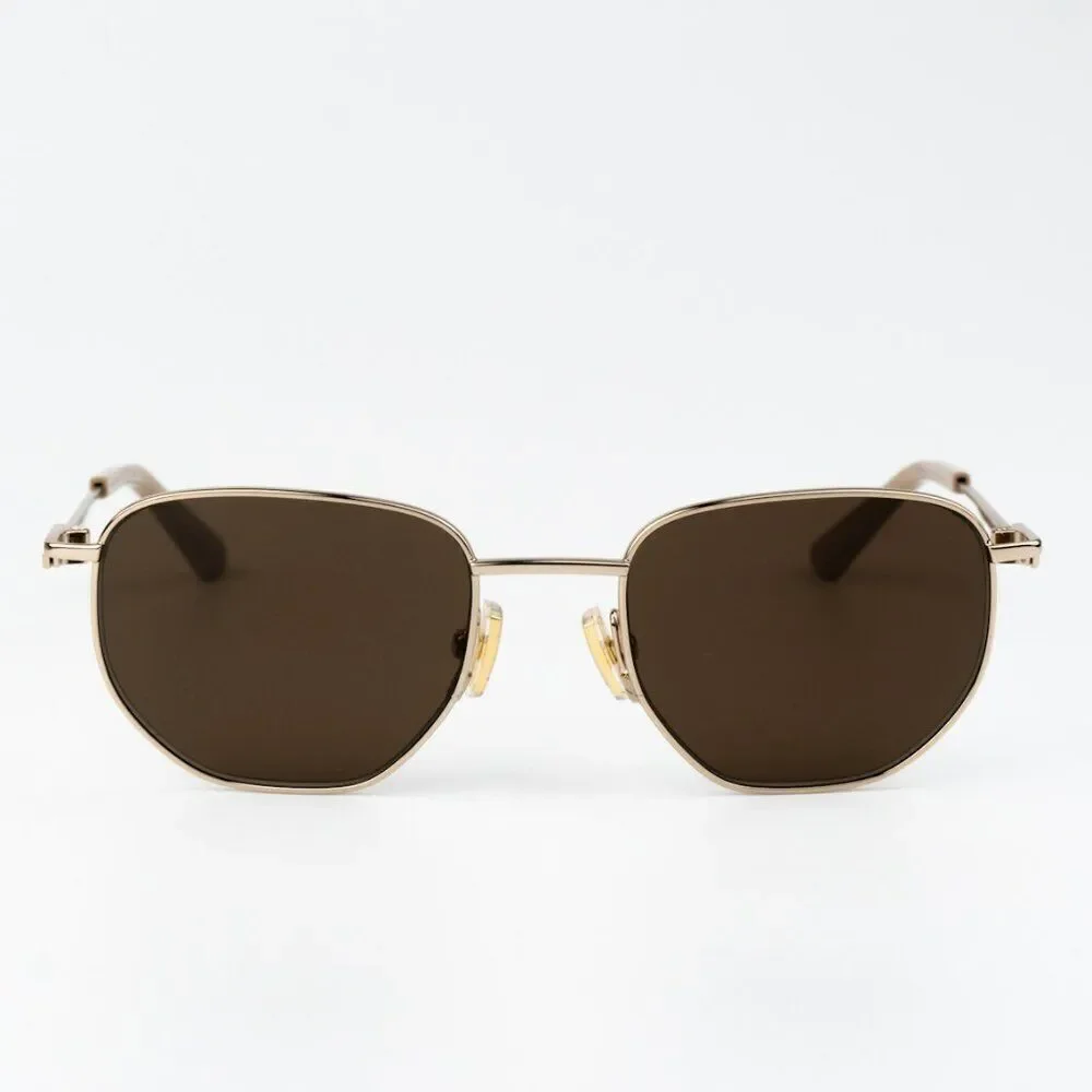 NEW Bottega Veneta BV1301S 002 Gold Brown Split Panthos Unisex Sunglasses